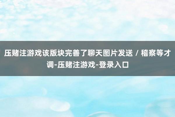 压赌注游戏该版块完善了聊天图片发送 / 稽察等才调-压赌注游戏-登录入口