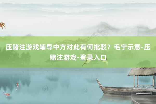 压赌注游戏辅导中方对此有何批驳？毛宁示意-压赌注游戏-登录入口