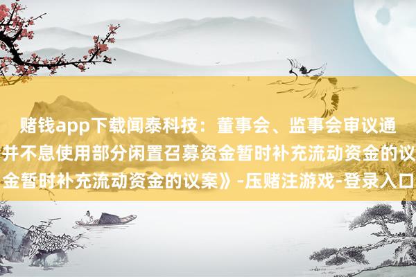 赌钱app下载闻泰科技：董事会、监事会审议通过《对于璧还召募资金并不息使用部分闲置召募资金暂时补充流动资金的议案》-压赌注游戏-登录入口